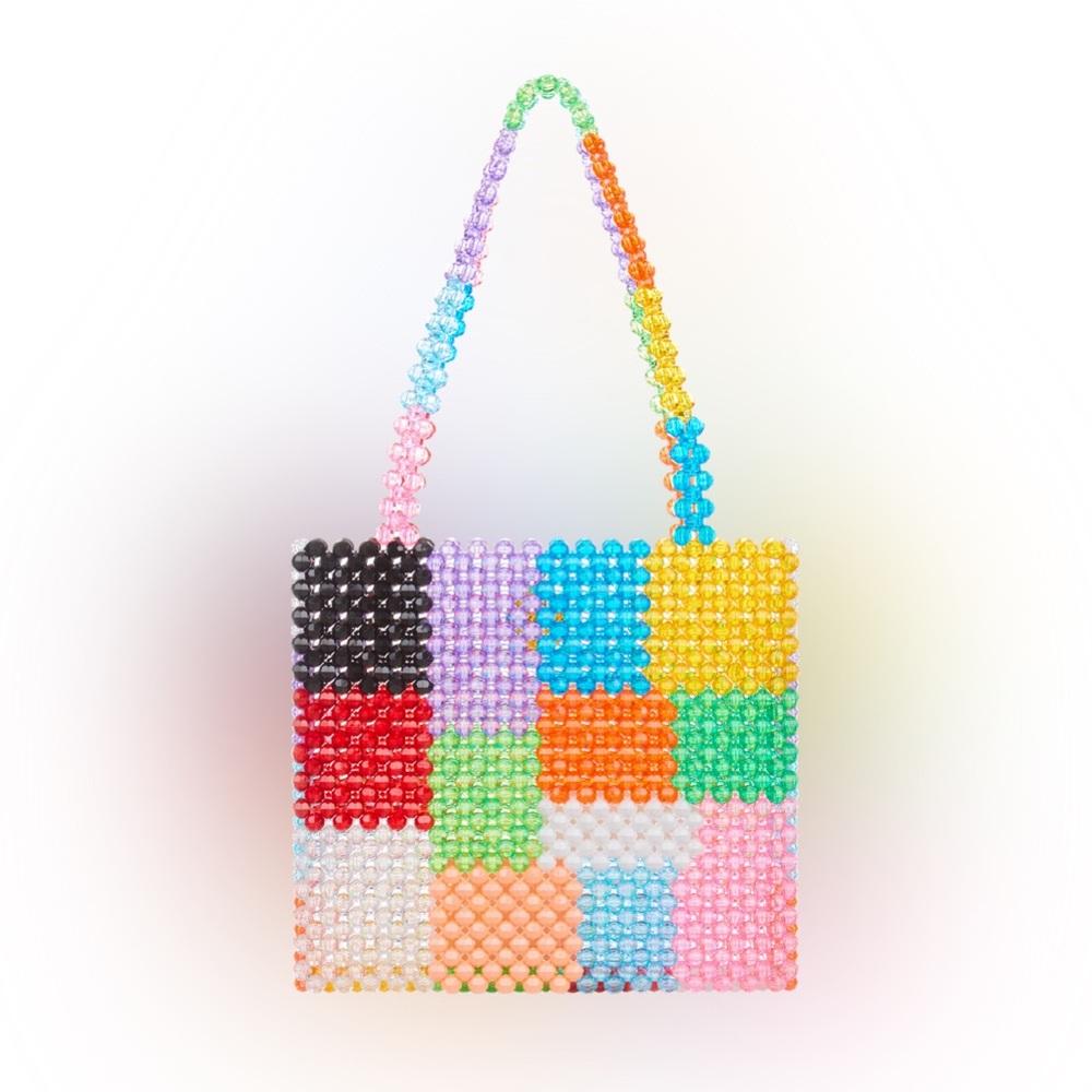 susan alexandra colourful rainbow patchwork ash beaded bag 🌈👜